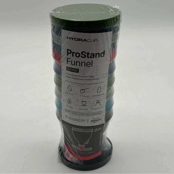 Hydra ProStand Funnels w/Stand to Fill Water Bottles with Protein Powder 6-Pack - Picture 1 of 4